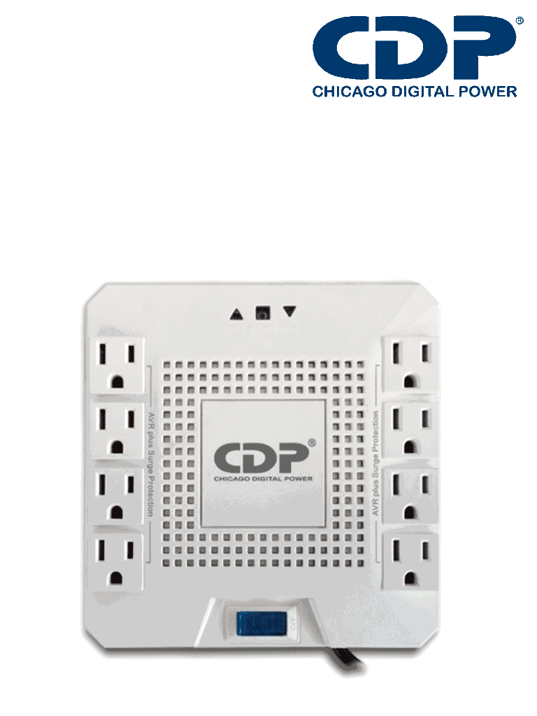 CDP R-AVR1808 - Regulador para equipos electrónicos de alto consumo, 1800VA / 1000W, con 8 tomas y protección. - CHICAGO DIGITAL POWER  - Reguladores y UPS - CDP084043