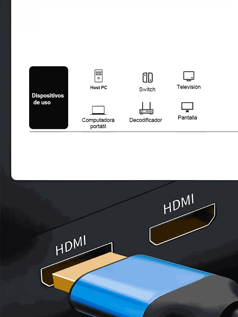 SAXXON SX-05HD-C - Cable HDMI de 0,5 metros de alta velocidad / Versión 2.0 / Resolución 4K / Canal de retorno de audio (ARC) / Video 3D / Blindado para reducir interferencias / Chapado en oro / Alta resistencia y durabilidad. - vista 2