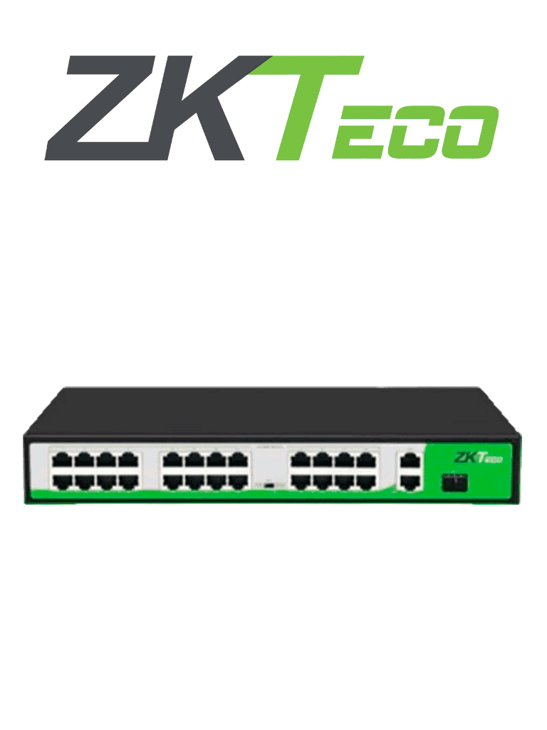 ZKTECO PE242300C - Switch de 24 Puertos Fast Ethernet PoE , Estándar AF - AT , 2 Puertos RJ45 10/100/1000M + 1 Puerto SFP*1000 , PoE+ hasta 30W por puerto , 250 mts sobre UTP CAT 6 - ZKTECO - Switches POE - ZKT3720002