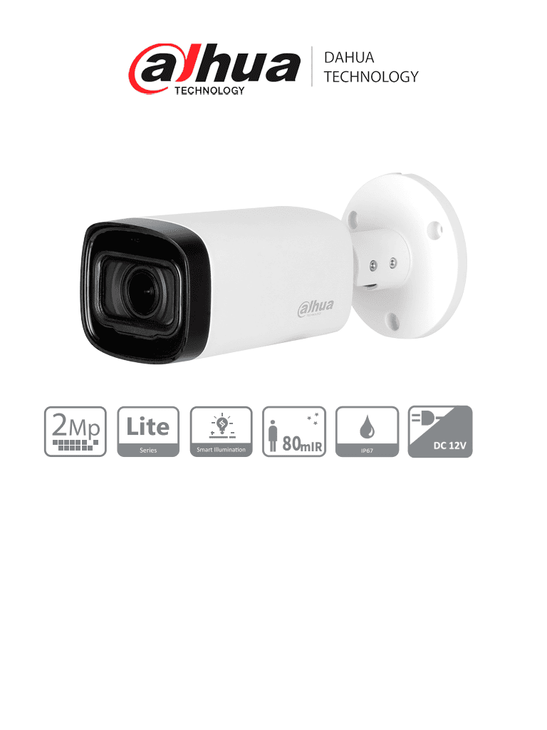 DAHUA HAC-HFW1200RN-Z-2712-S6 - Camara Bullet de 2 Megapixeles/ 1080p/ Lente Motorizado de 2.7 a 12 mm/ Super Adapt/ IR de 80 Metros/ Metalica/ IP67/ BLC/ HLC/ DWDR/ Soporta CVI/CVBS/AHD/TVI/ - DAHUA - Bullet - DHT0290089