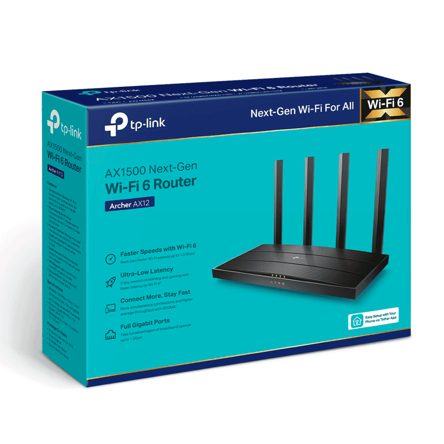 TP-LINK Archer AX12 - Ruteador WiFi 6 AX 1500Mbps con 1 puerto WAN RJ45 Gigabit Ethernet, 3 puertos LAN RJ45 Gigabit Ethernet, tecnologías MU-MIMO y OFDMA, además 4 antenas con Beamforming. - vista 4