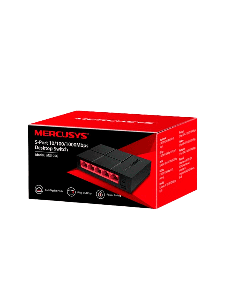 MERCUSYS MS105G - Switch no administrable para escritorio con 5 puertos 10/100/1000 Mbps, diseño compacto y función Plug and Play. - vista 3