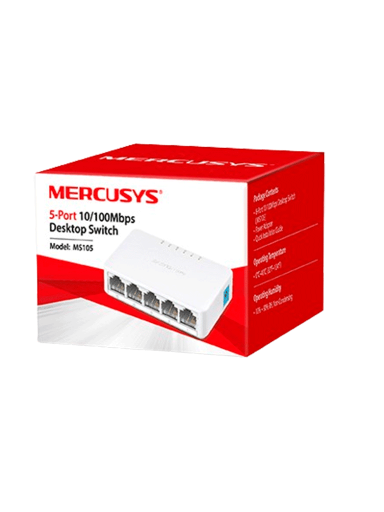MERCUSYS MS105 -   Switch no administrable para escritorio con 5 puertos 10/100 Mbps, diseño compacto y función Plug and Play. - vista 2