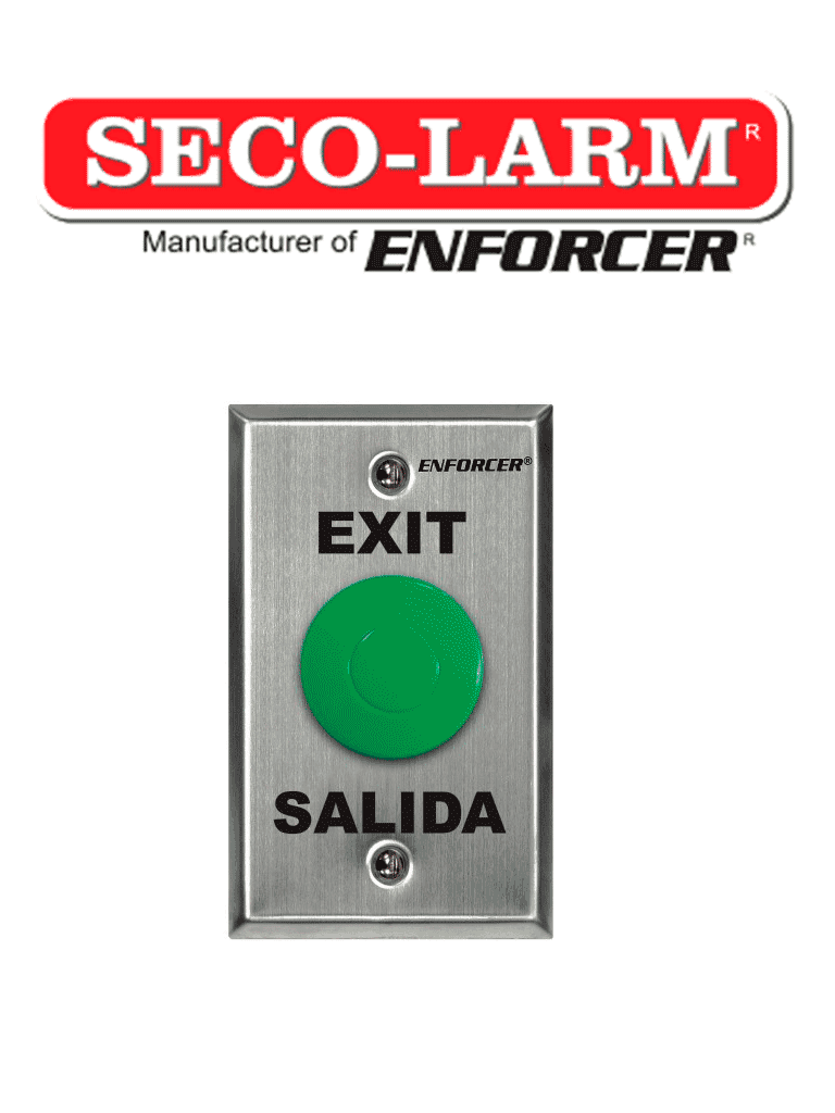 Seco-Larm SD7201GCPE1Q - Placa Con Botón Para Presionar De Color Verde De Salida. "Exit" y "Salida," SPDT - SECO-LARM - Tarjetas y Botones - SEC1210002