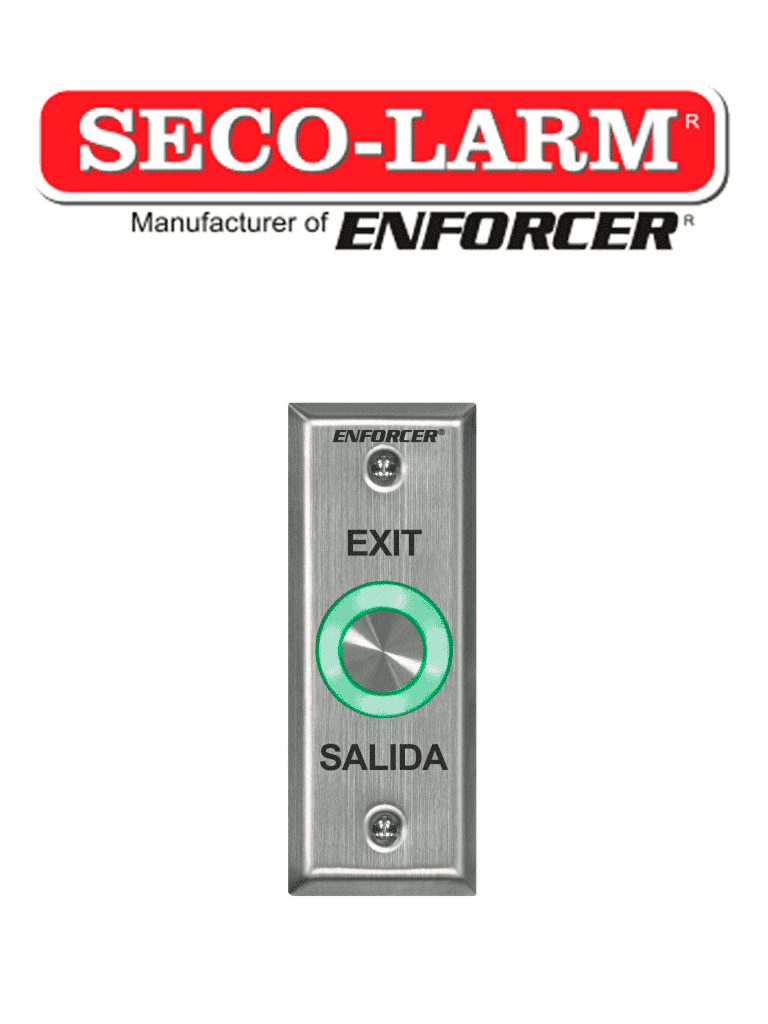 Seco-Larm SD6176SS1Q - Botón de salida piezoeléctrico de acero inoxidable IP 65 con Luz LED verde / Salidas NO y NC - SECO-LARM - Tarjetas y Botones - SEC0760003