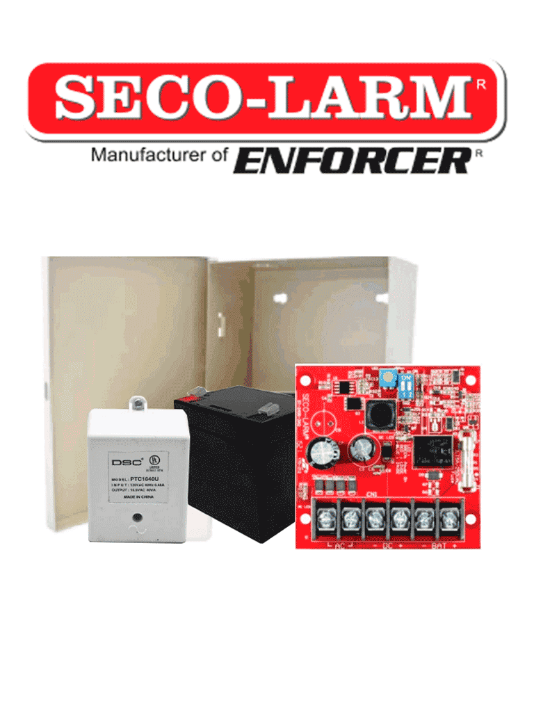 Seco-Larm Kit Fuente De Poder 1 - Kit De Poder Contiene 1 Fuente De Poder De 1.5 Amp, Bateria De Respaldo, Transformador Y Gabinete - SECO-LARM - Accesorios - Alarmas - SEC1220004