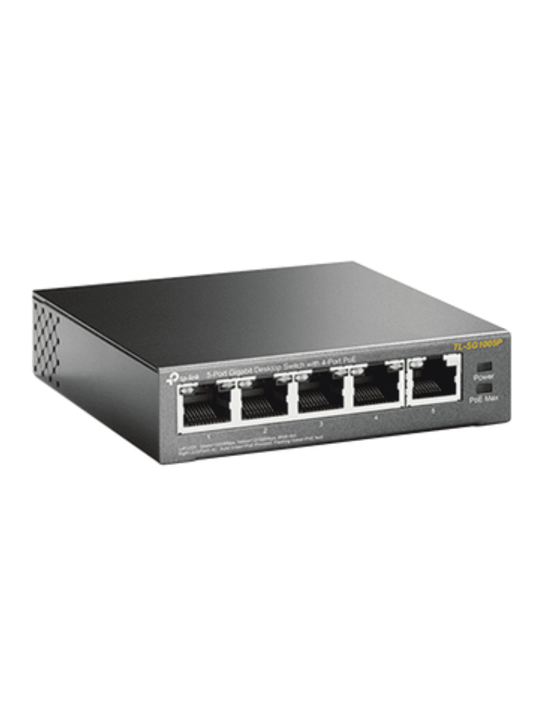 TP-LINK TL-SG1005P - Switch Escritorio No Administrable de 5 puertos 10/100/1000 Mbps, con 4 puertos PoE 802.3af/at de hasta 65 W y PoE Extendido hasta 250 metros. - vista 2