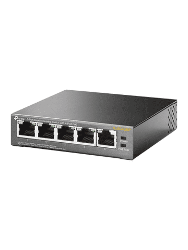 TP-LINK TL-SG1005P - Switch Escritorio No Administrable de 5 puertos 10/100/1000 Mbps, con 4 puertos PoE 802.3af/at de hasta 65 W y PoE Extendido hasta 250 metros. - vista 3