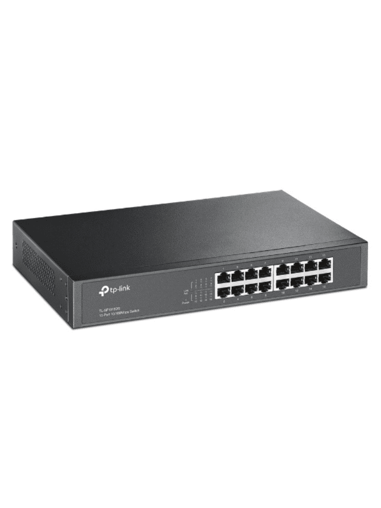 TP-LINK TL-SF1016DS - Switch no administrable con 16 puertos Fast Ethernet, diseñado para montaje en rack o en escritorio. - vista 2