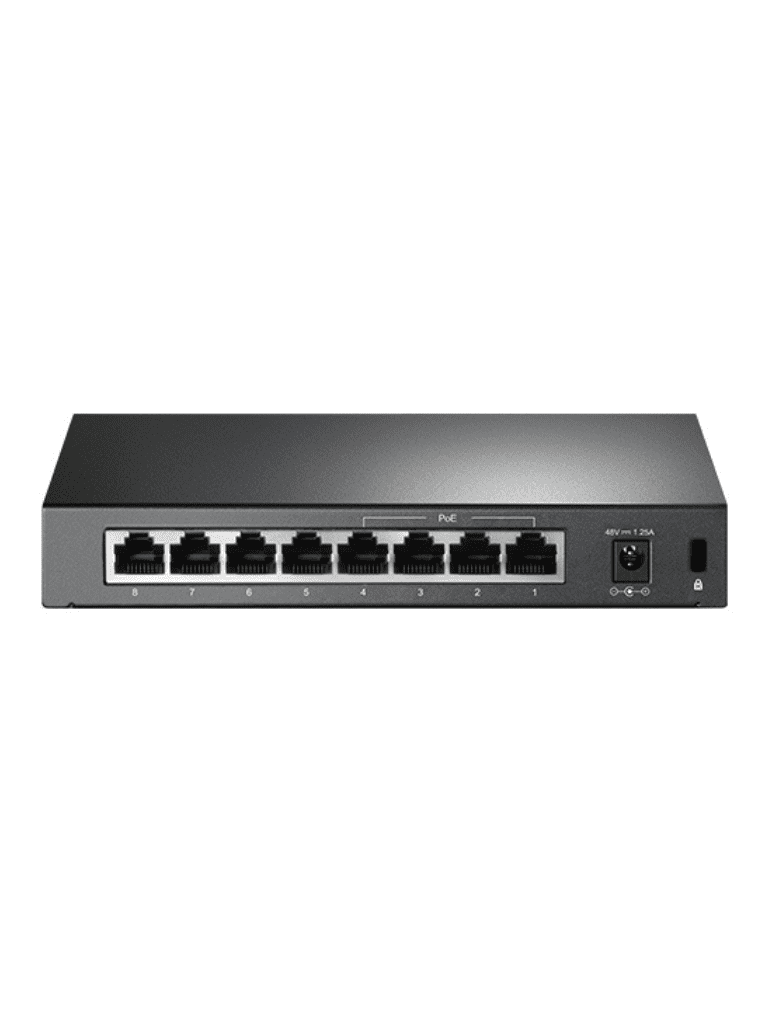 TP-LINK TL-SF1008P -Switch PoE no administrable con 8 puertos Fast Ethernet, que incluye 4 puertos PoE AF y AT. Ofrece un presupuesto PoE de hasta 66W y soporta modo extendido para conexiones de hasta 250m de longitud. - vista 4