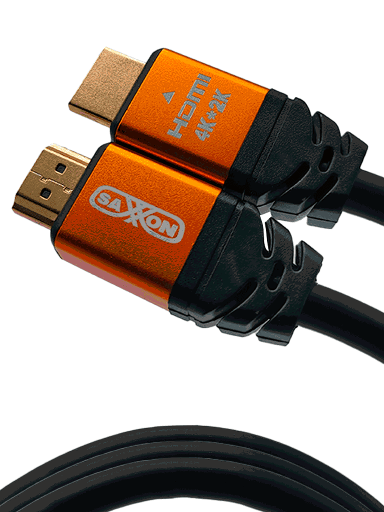 SAXXON SX030HDC - Cable HDMI de 3 metros de alta velocidad / Versión 2.0 / Resolución 4K / Canal de retorno de audio (ARC) / Video 3D / Blindado para reducir interferencias / Chapado en oro / Alta resistencia y durabilidad. - SAXXON - HDMI - SXN2760004