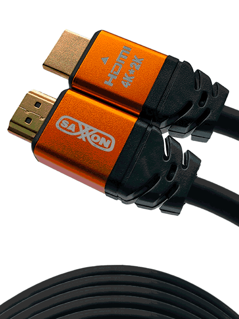 SAXXON SX100HDC - Cable HDMI de 10 metros de alta velocidad / Versión 2.0 / Resolución 4K / Canal de retorno de audio (ARC) / Video 3D / Blindado para reducir interferencias / Chapado en oro / Alta resistencia y durabilidad. - SAXXON - HDMI - SXN2760006