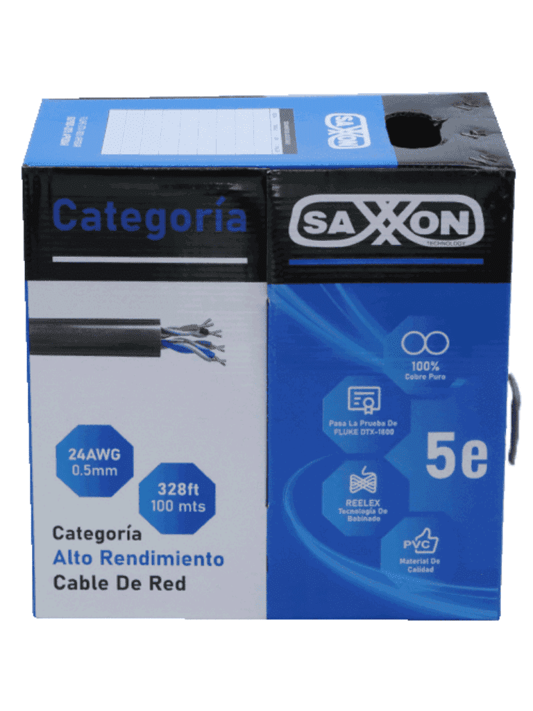 SAXXON OUTPCAT5E100M - Bobina de Cable UTP Cat5e 100% Cobre/ 100 Metros/ Color Gris/ Uso Interior/ 4 Pares/ Soporta Pruebas de Rendimiento/ Ideal para Cableado de Redes y Video/ - vista 2