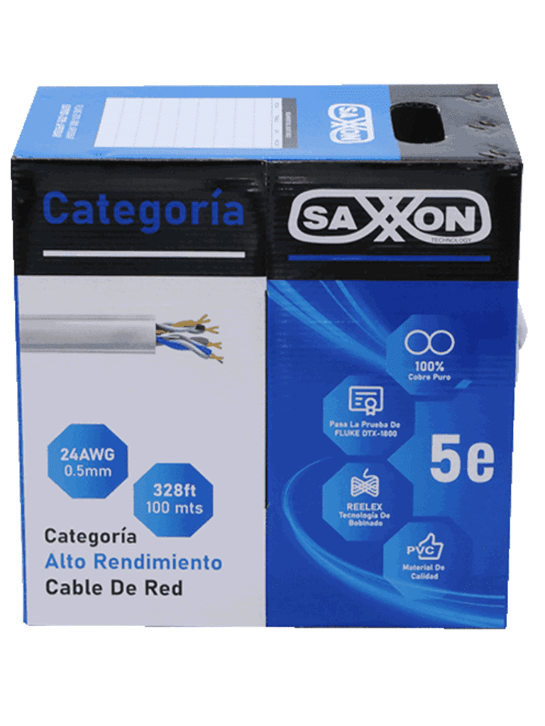 SAXXON OUTP5ECOP100BC - Bobina de Cable UTP Cat5e 100% Cobre/ 100 Metros/ Color Blanco/ Uso Interior/ 4 Pares/ Soporta Pruebas de Rendimiento/ Ideal para Cableado de Redes y Video/ - vista 2
