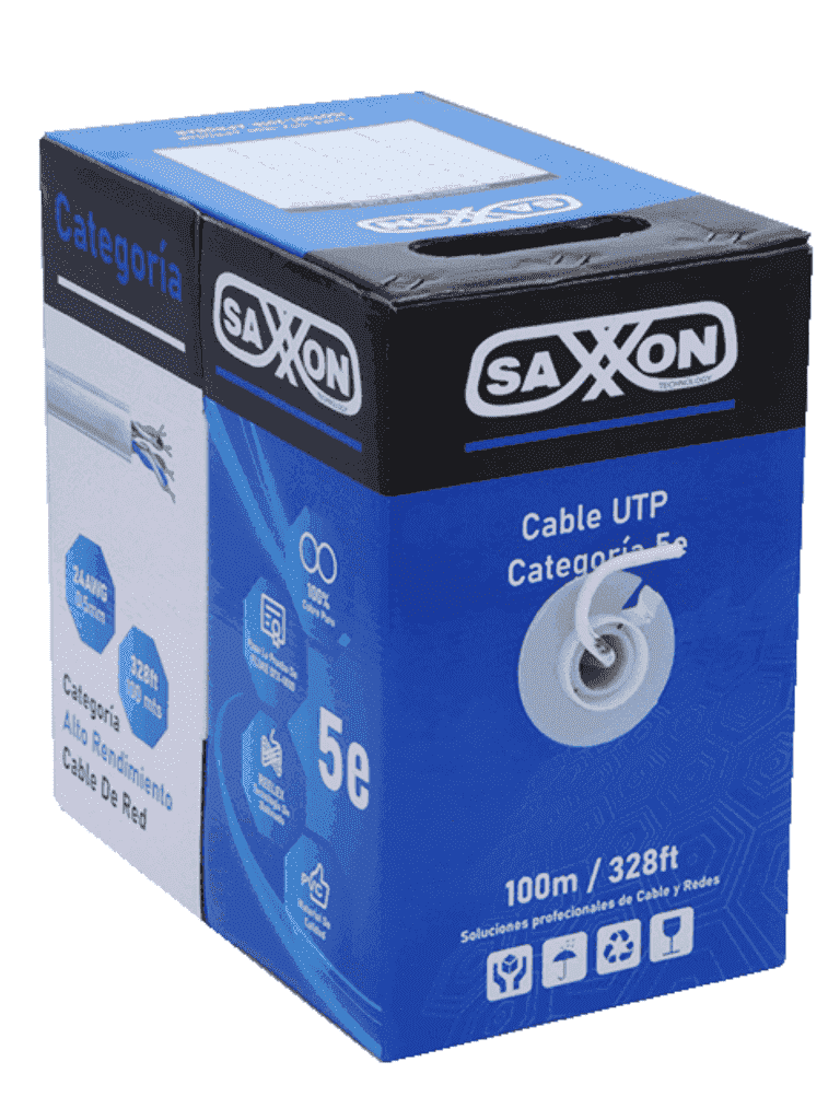 SAXXON OUTP5ECOP100BC - Bobina de Cable UTP Cat5e 100% Cobre/ 100 Metros/ Color Blanco/ Uso Interior/ 4 Pares/ Soporta Pruebas de Rendimiento/ Ideal para Cableado de Redes y Video/ - vista 3