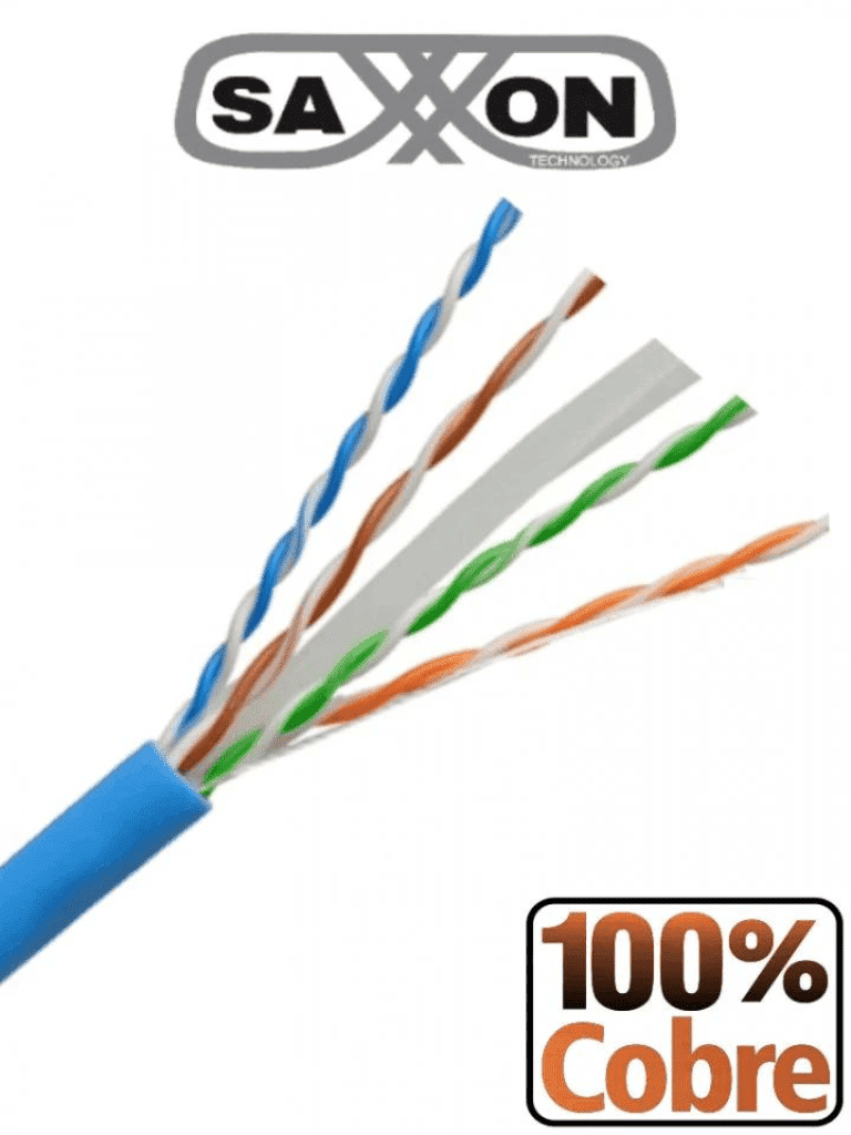 SAXXON OUTP6COP305B - Cable UTP Cat6 100% cobre, 305 metros, bobinado REELEX, color azul para interior. Certificado ISO9001, UL 444, RoHS, ANSI/TIA/EIA. Ideal para redes de datos y video. - SAXXON - Cable - TVD119019
