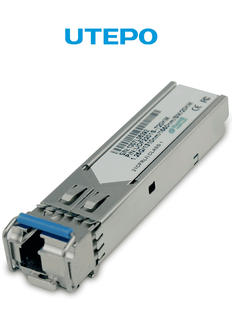 UTEPO SFP125G20KM - Transceptor de fibra óptica SFP monomodo, con conector LC, velocidad de 1250 Mbps y alcance de hasta 20 km de conexión - UTEPO - Transceptores de Fibra - UGC418003