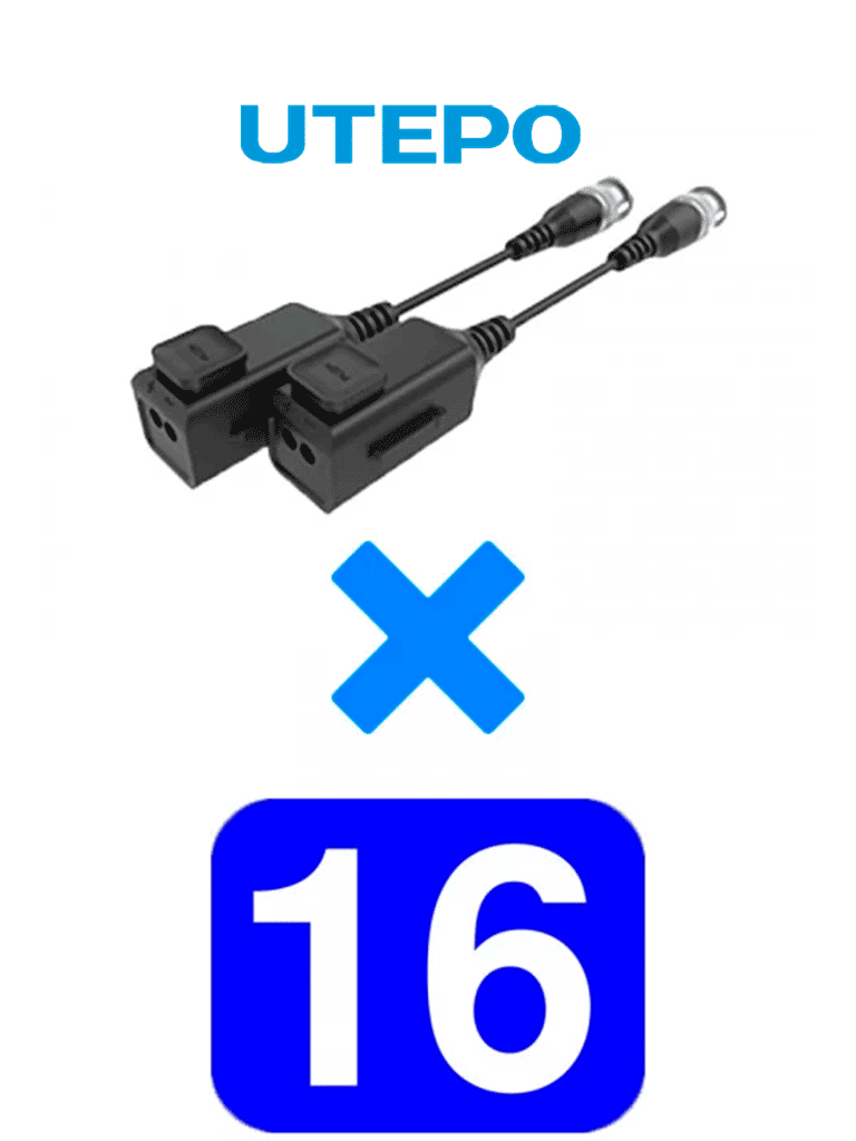 UTEPO UTP101PHD6PAK16 - 16 Pares de transceptores pasivos HD / Distancias: CVI 720p a 300M, 1080p a 250M, 4MP a 200M, 4K a 150M - UTEPO - Transceptores - TVT4450044