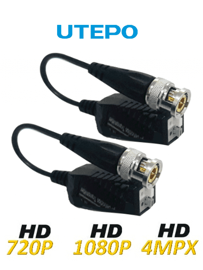 UTEPO UTP101PHD450 - Paquete de 50 pares de transceptores pasivos (Video Baluns) soporta 4MP a 200m, 1080p a 250m, 720p a 300m en CVI. Compatible con HDCVI, TVI, AHD y CVBS. Incluye 2 terminales Push para fácil conexión. - UTEPO - Transceptores - TVT445011