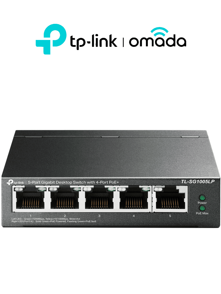 TP-LINK - TL-SG1005LP - Switch de escritorio Gigabit de 5 puertos con 4 puertos PoE+ - TP-LINK - Switches POE - TPL3720037