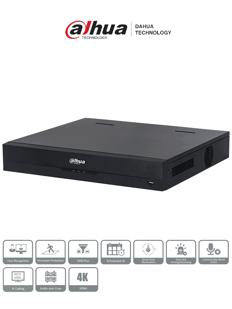 DAHUA DH-XVR5432L-I3 - DVR de 32 canales 5MP Lite con IA WizSense, H.265+, 4 bahías para HDD, 32 canales IP, 2 canales de reconocimiento facial, SMD Plus, codificación IA, Onvif, funciones IoT & POS. - DAHUA - DVR's HD 16+ Canales - DHT0370043