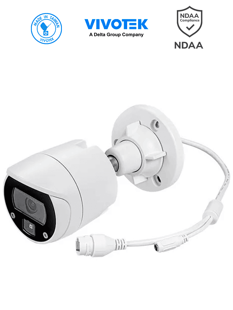 VIVOTEK IB9369 -  Cámara IP bullet exterior 2 MP, lente fijo 2.8mm, Iluminadores Smart IR 30m, WDR digital, Smart Stream III, Smart Motion, 3DNR, Ranura MicroSD, IP66, IK10, NDAA, ONVIF - VIVOTEK  - Bullet - VIV0030007
