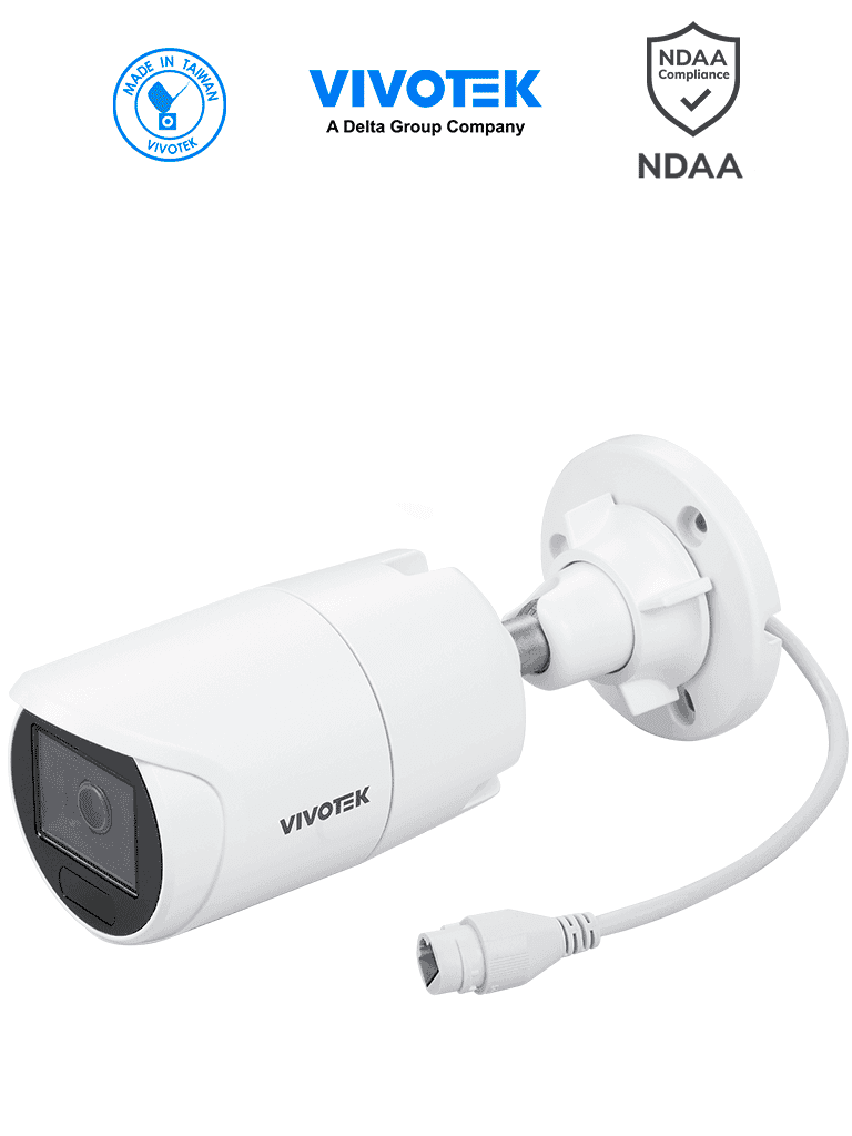 VIVOTEK IB9383-HV - Camara IP bullet exterior 5 MP, Smart IR 30mts , WDR Pro, Lente Fijo 3.6 mm , Smart VCA, Deep Search, Microfono Integrado, Protección IP66, IK10, SNV, Ciberseguridad Trend Micro, NDAA, ONVIF - VIVOTEK  - Bullet - VIV0030015
