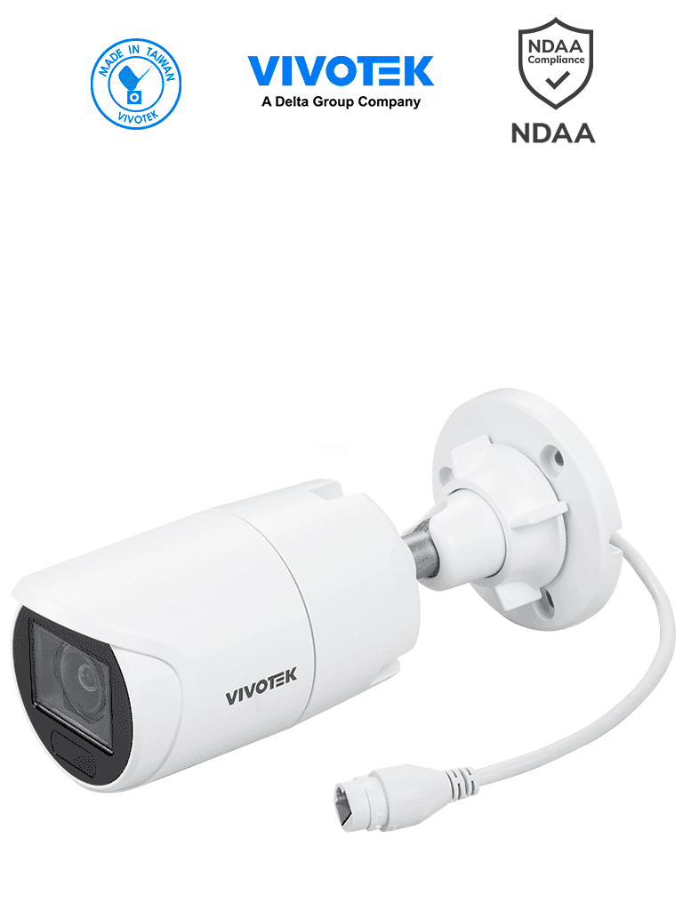 VIVOTEK IB9383-HTV - Cámara IP Bullet exterior 5 MP, Lente Varifocal Remoto 2.8-12mm, Smart VCA, Deep Search, Smart IR 30 mts, WDR Pro, Visión SNV, Ciberseguridad Trend Micro, Micrófono Integrado, Protección IP66, IK10, ONVIF, NDAA - VIVOTEK  - Bullet - VIV0030016