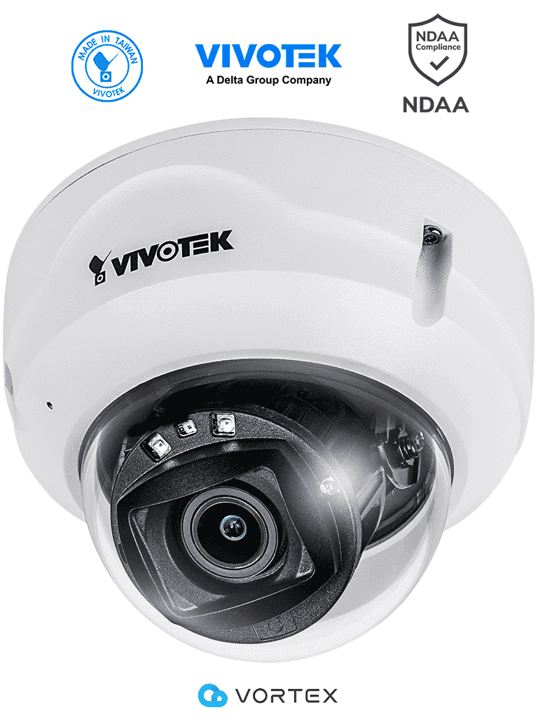 VIVOTEK FD839-EHTV - Cámara IP VORTEX Essential Series domo exterior 5 MP, lente varifocal 2.8-10mm, micrófono integrado, IR 30m, WDR Pro, IP66, IK10, NDAA, almacenamiento interno 256GB - VIVOTEK  - Domo - VIV0040019