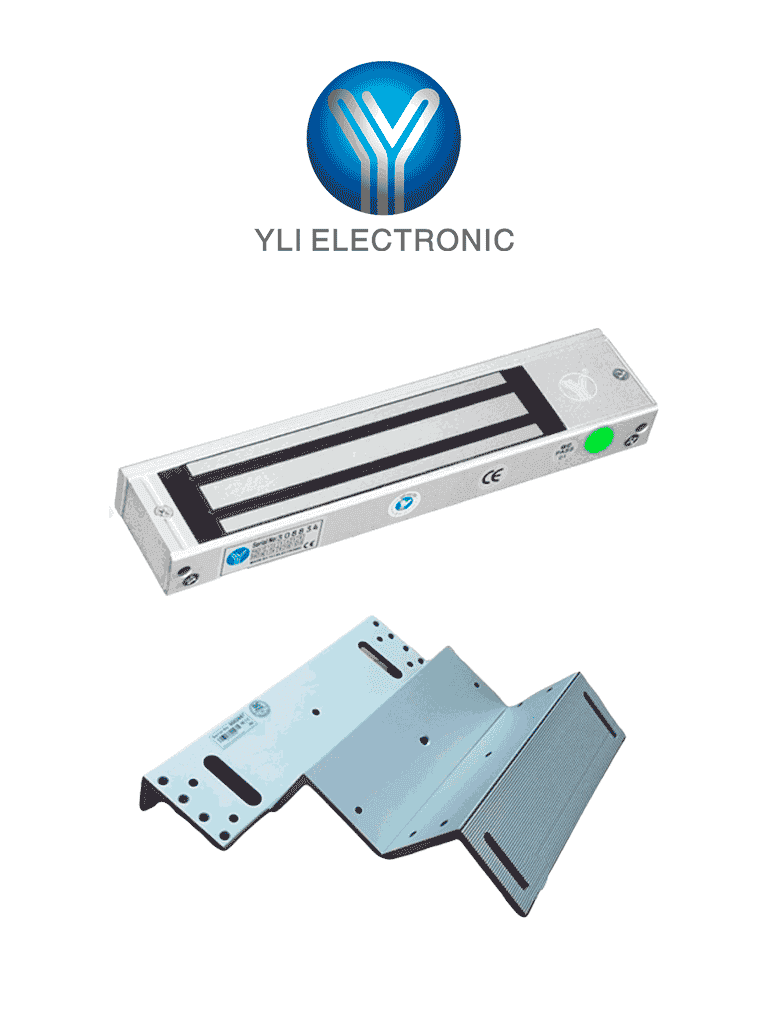 YLI YM500NLEDPACK - Paquete de Cerradura Magnética con Indicador LED y Soporte MBK500NZL  Control de Acceso para Interiores  500 kg (1200 lb) de Fuerza  Doble Voltaje 12V/24V DC - YLI ELECTRONIC - Magnética - YLE0850027