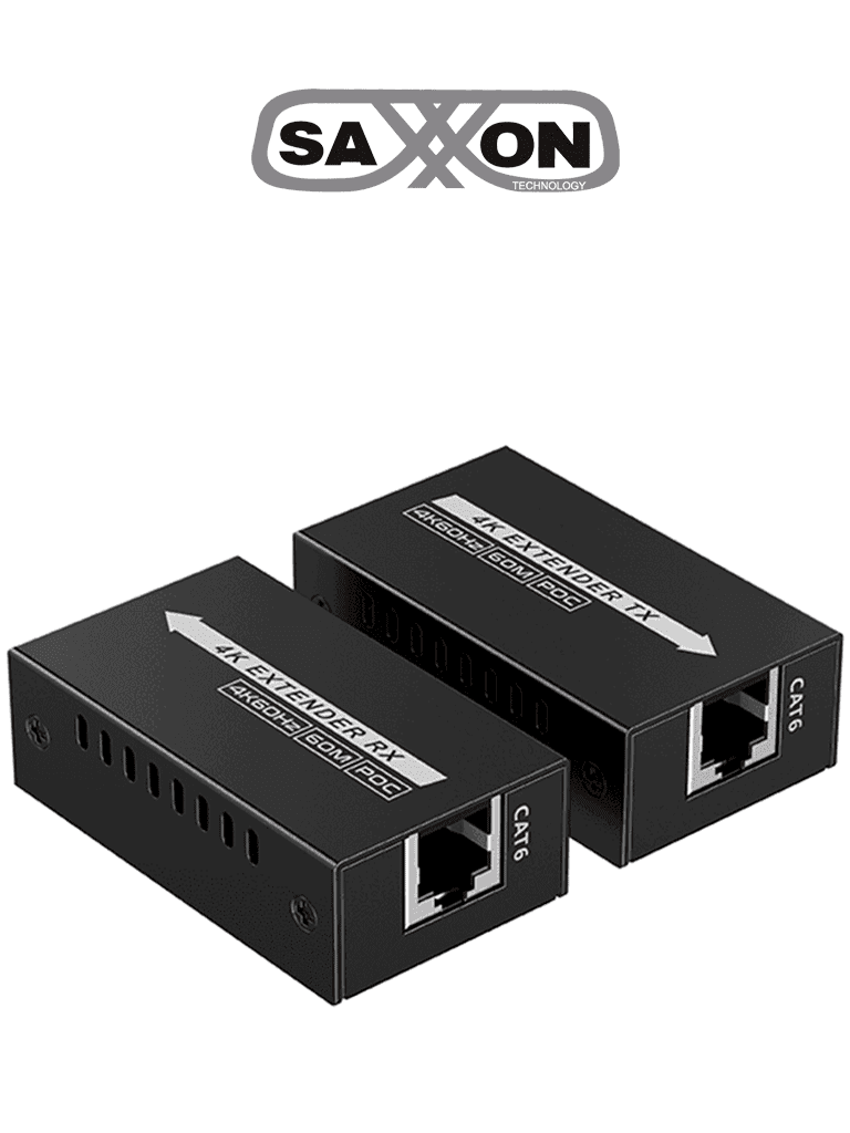 SAXXON LKV410P- Kit mini extensor HDMI/ Cable UTP recomendado CAT 6/ 6A/ 60 Metros / Resolucion 4K@60Hz/ PoC/ Se energiza solamente el transmisor - SAXXON - Extensores 4k / HD - SXN0570015