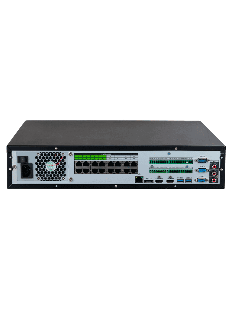 DAHUA DHI-NVR5864-16P-EI - NVR de 64 canales IP 4K con tecnología Acupick de 16 puertos PoE, RAID 0/1/5/6/10, 384 Mbps. IA avanzada: detección y reconocimiento de rostros, protección perimetral, SMD Plus en 8 canales. - vista 3