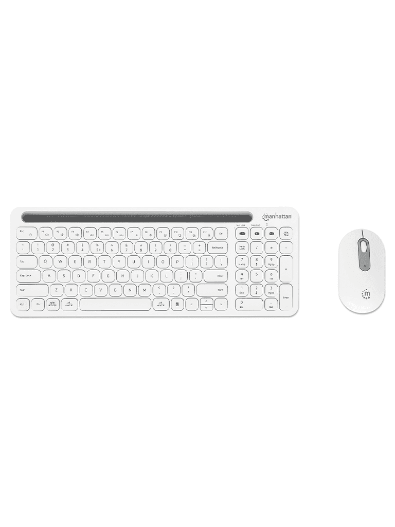 MANHATTAN - 180580 - Kit teclado y mouse inalámbricos conexión dual USB y Bluetooth, blanco - MANHATTAN - Teclados y Joystick - MAN0460022