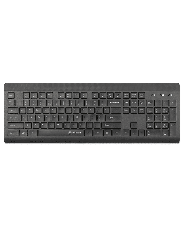 MANHATTAN - 180771 - Kit de teclado y mouse óptico inalámbricos / Un solo receptor USB-A Nano para ambos, teclado inalámbrico con 12 teclas multimedia/función, mouse óptico ambidiestro con tres botones y rueda de desplazamiento, 1200 ppp, negro - vista 3