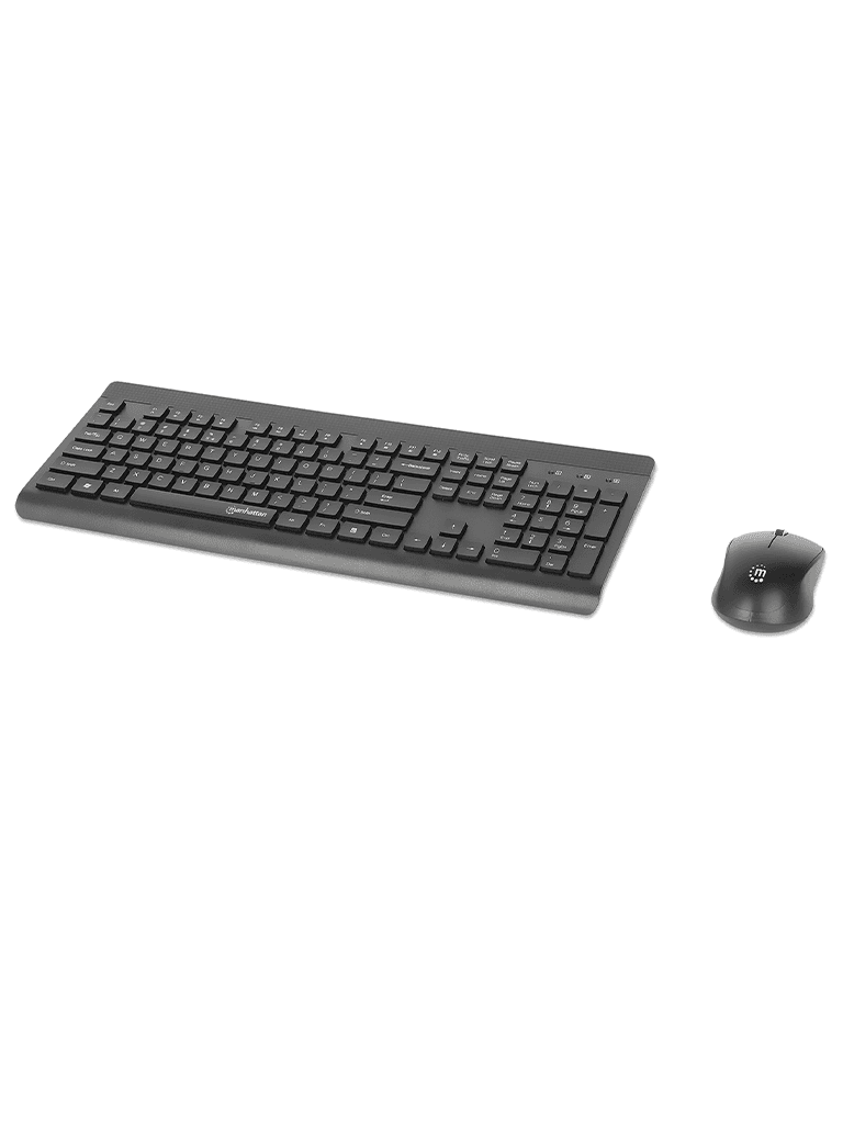 MANHATTAN - 180771 - Kit de teclado y mouse óptico inalámbricos / Un solo receptor USB-A Nano para ambos, teclado inalámbrico con 12 teclas multimedia/función, mouse óptico ambidiestro con tres botones y rueda de desplazamiento, 1200 ppp, negro - vista 4