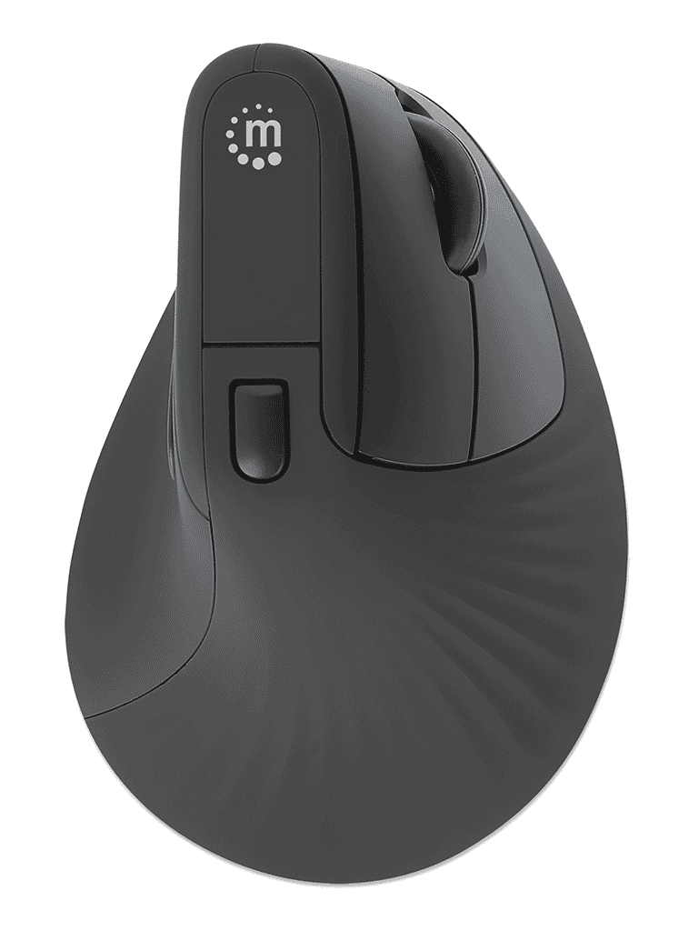 MANHATTAN - 190336 - Mouse USB inalámbrico ergonómico vertical / Nanorreceptor USB-A, seis botones con rueda de desplazamiento, 800/1200/1600 ppp, ángulo compatible con la muñeca, negro - vista 2