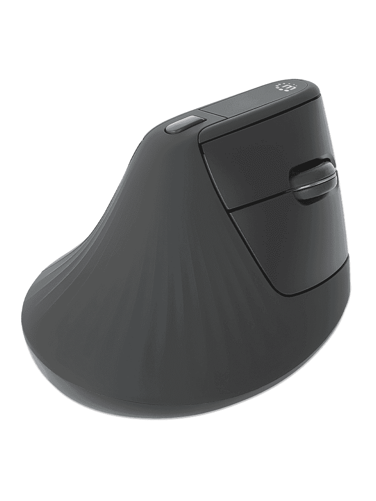 MANHATTAN - 190336 - Mouse USB inalámbrico ergonómico vertical / Nanorreceptor USB-A, seis botones con rueda de desplazamiento, 800/1200/1600 ppp, ángulo compatible con la muñeca, negro - vista 3