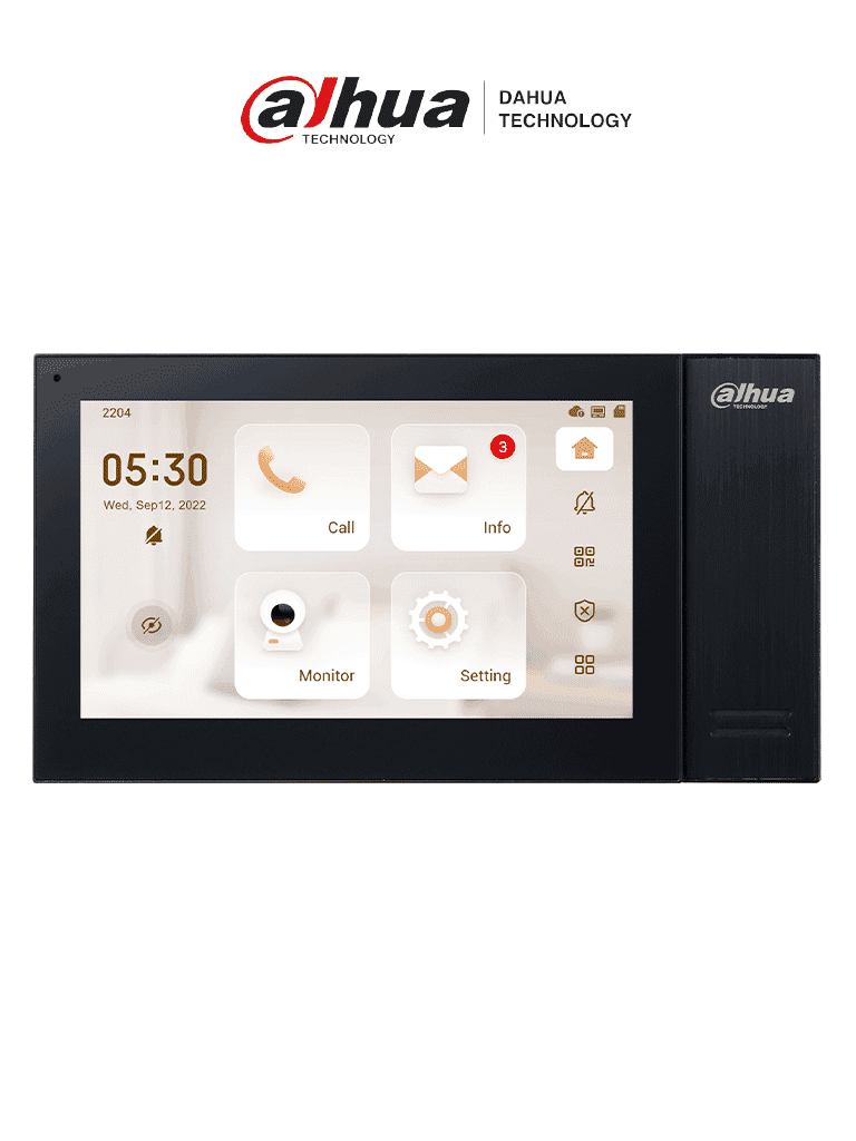 DAHUA VTH2421FB-P - Monitor IP táctil de 7" Serie Pro, con 8GB de memoria embebida, PoE estándar, ranura MicroSD, soporta llamada grupal, videos, mensajes, 6 entradas/salidas de alarma, y hasta 9 monitores adicionales. - DAHUA - Monitores - DHT2210008