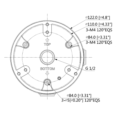 DAHUA PFA137 - Caja de conexiones compatible con series / T3A /  HDW8 /  HDW7 / H dBW4 / SD22 / D3A / H dBW6 - vista 3