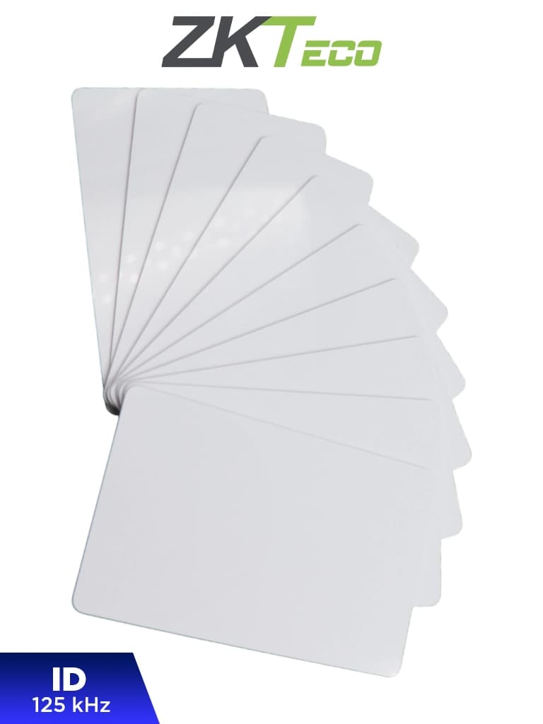 ZKTECO IDCARDNN - Paquete de 10 Tarjetas ID con Frecuencia de 125 kHz, 1 mm de Grosor, Sin Folio Impreso - ZKTECO - Tarjetas y Botones - ZKT069002