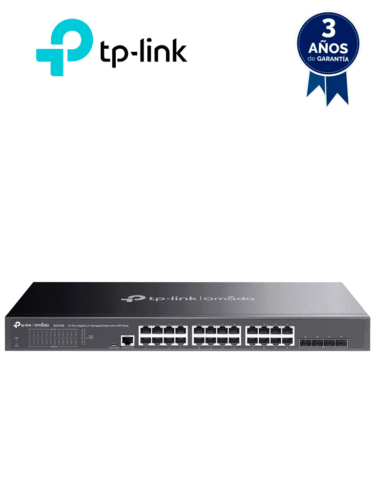 TP-LINK TL-SG3428 - Switch Omada SDN administrable con 24 puertos Gigabit y 4 puertos SFP, con sFlow, QinQ, QoS y administración centralizada OMADA. - TP-LINK - Switches - TPL3700027
