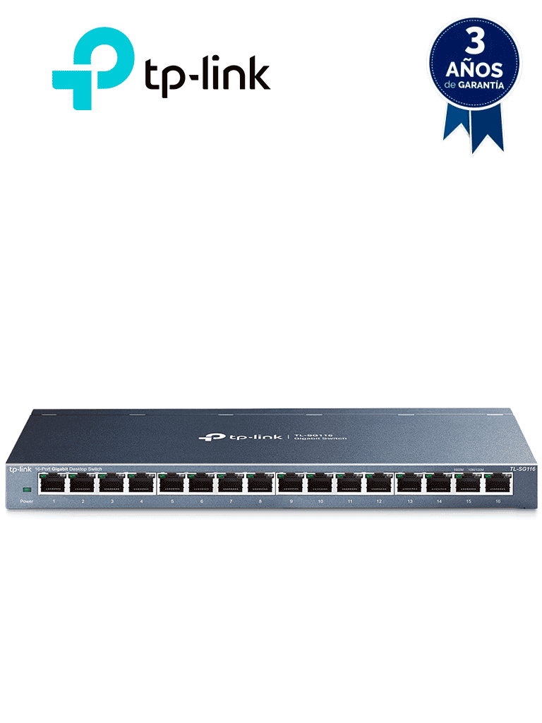 TP-LINK TL-SG116 -Switch Gigabit no administrable de 16 puertos 10/100/1000 Mbps para escritorio - TP-LINK - Switches - TPL3700023