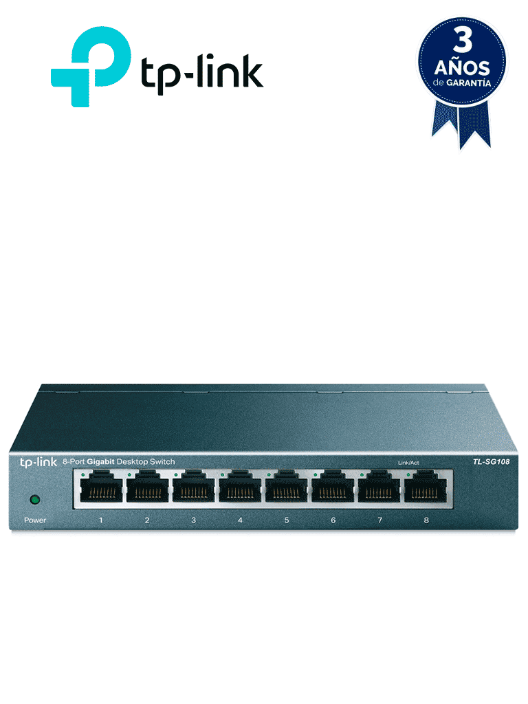 TP-LINK TL-SG108 - Switch Gigabit no administrable de 8 puertos 10/100/1000 Mbps. - TP-LINK - Switches - TPL3700022