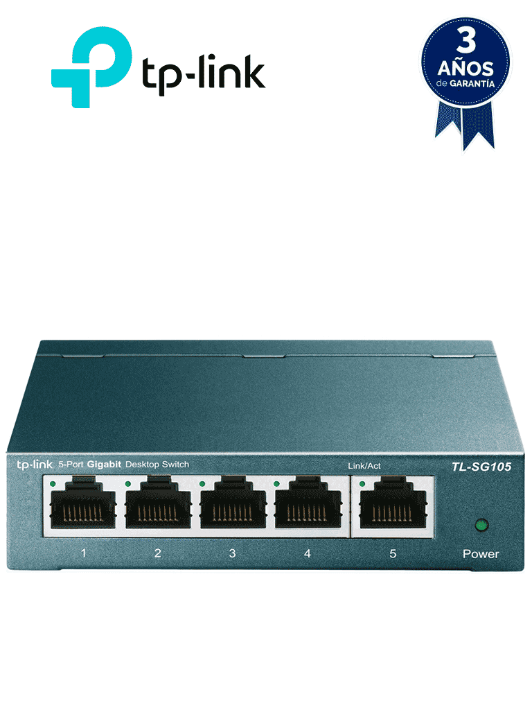 TP-LINK TL-SG105 - Switch Gigabit no administrable de 5 puertos 10/100/1000 Mbps - TP-LINK - Switches - TPL3700018
