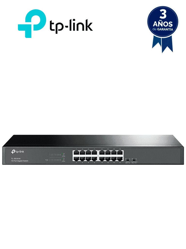 TP-LINK TL-SG1016 - Switch Gigabit no administrable de 16 puertos 10/100/1000 Mbps para rack - TP-LINK - Switches - TPL3700013