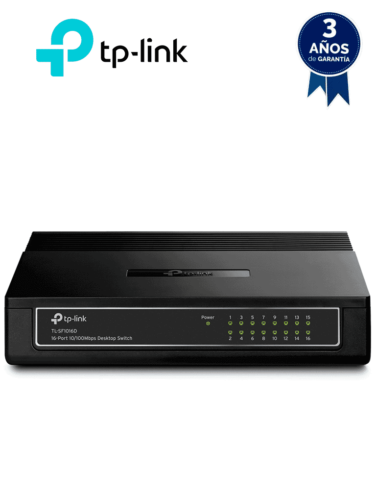TP-LINK TL-SF1016D - Switch de escritorio con 16 puertos RJ45 Fast Ethernet, diseño en plástico y configuración Plug and Play. - TP-LINK - Switches - TPL3700020