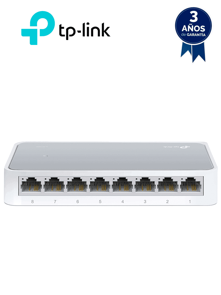 TP-LINK TL-SF1008D - Switch de escritorio con 8 puertos RJ45 Fast Ethernet, diseño de plástico y configuración plug and play. - TP-LINK - Switches - TPL3700019