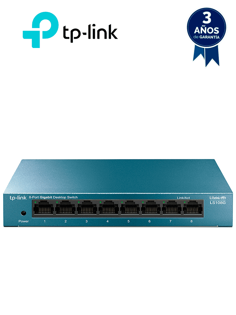 TP-LINK LS108G - Switch de escritorio Gigabit de 8 puertos 10/100/1000Mbps y carcasa metálica. - TP-LINK - Switches - TPL3700006