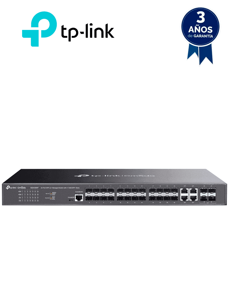 TP-LINK - TL-SG3428XF - Switch TP-Link JetStream TL-SG3428XF, 24 Puertos L2+ SFP y 4 puertos SFP+ 10G - TP-LINK - Switches - TPL3700037
