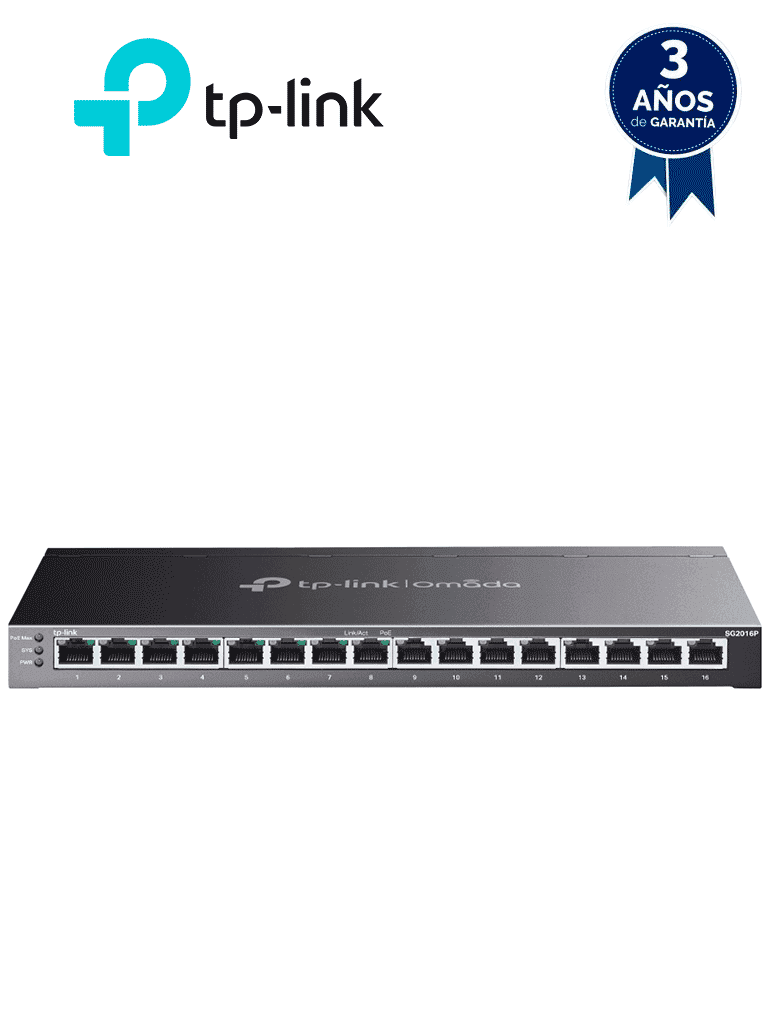 TP-LINK - TL-SG2016P - Switch JetStream de 16 puertos con PoE+ - TP-LINK - Switches POE - TPL3720030